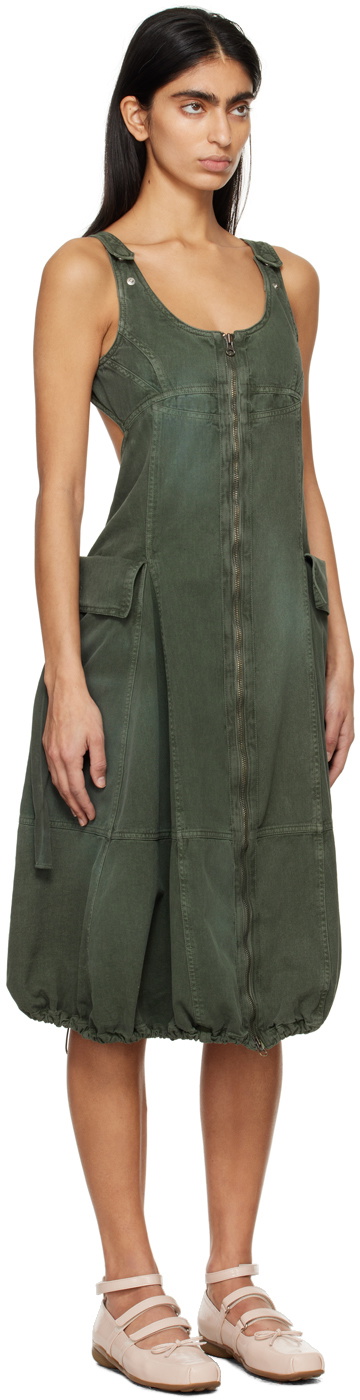 OPEN YY Green Zip Midi Dress