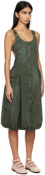OPEN YY Green Zip Midi Dress