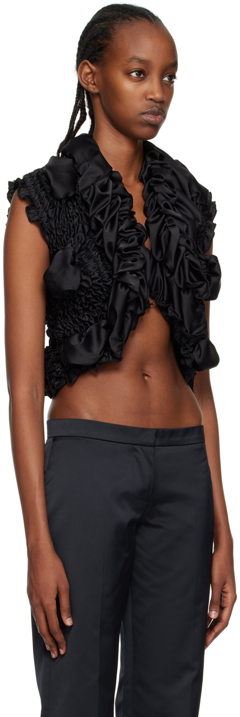 Feben Black Shirred Blouse