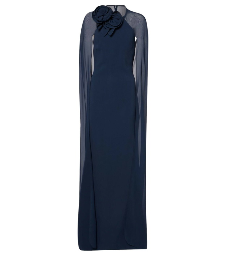 Photo: Elie Saab Caped floral-appliqué silk-blend cady gown