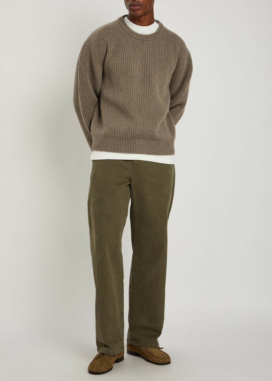 Jil Sander Ribbed-knit Wool Jumper Brown Light