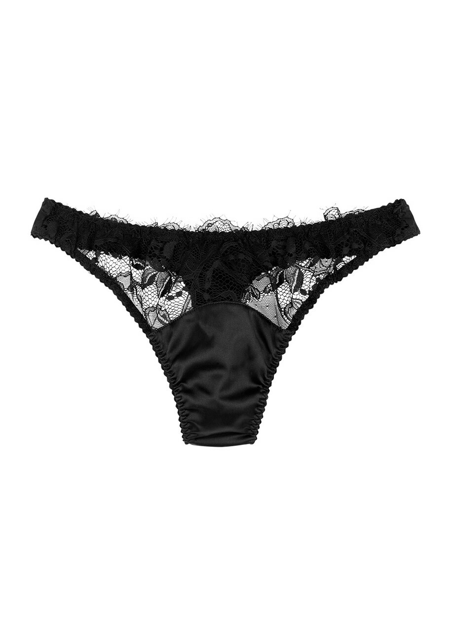 Fleurs Signature Black Leather Thong