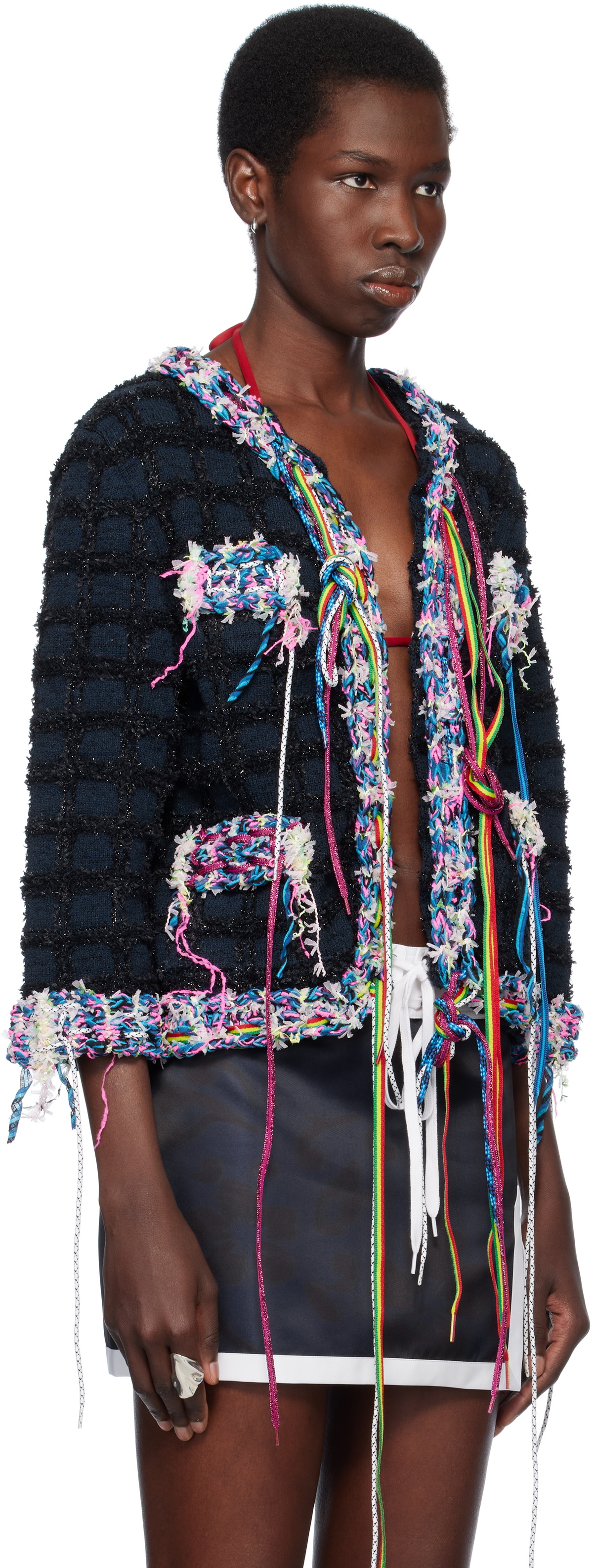 Julie Kegels Navy Knitted Tweed Jacket