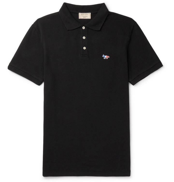 Photo: Maison Kitsuné - Cotton-Piqué Polo Shirt - Black