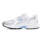 New Balance White and Blue 530 Sneakers