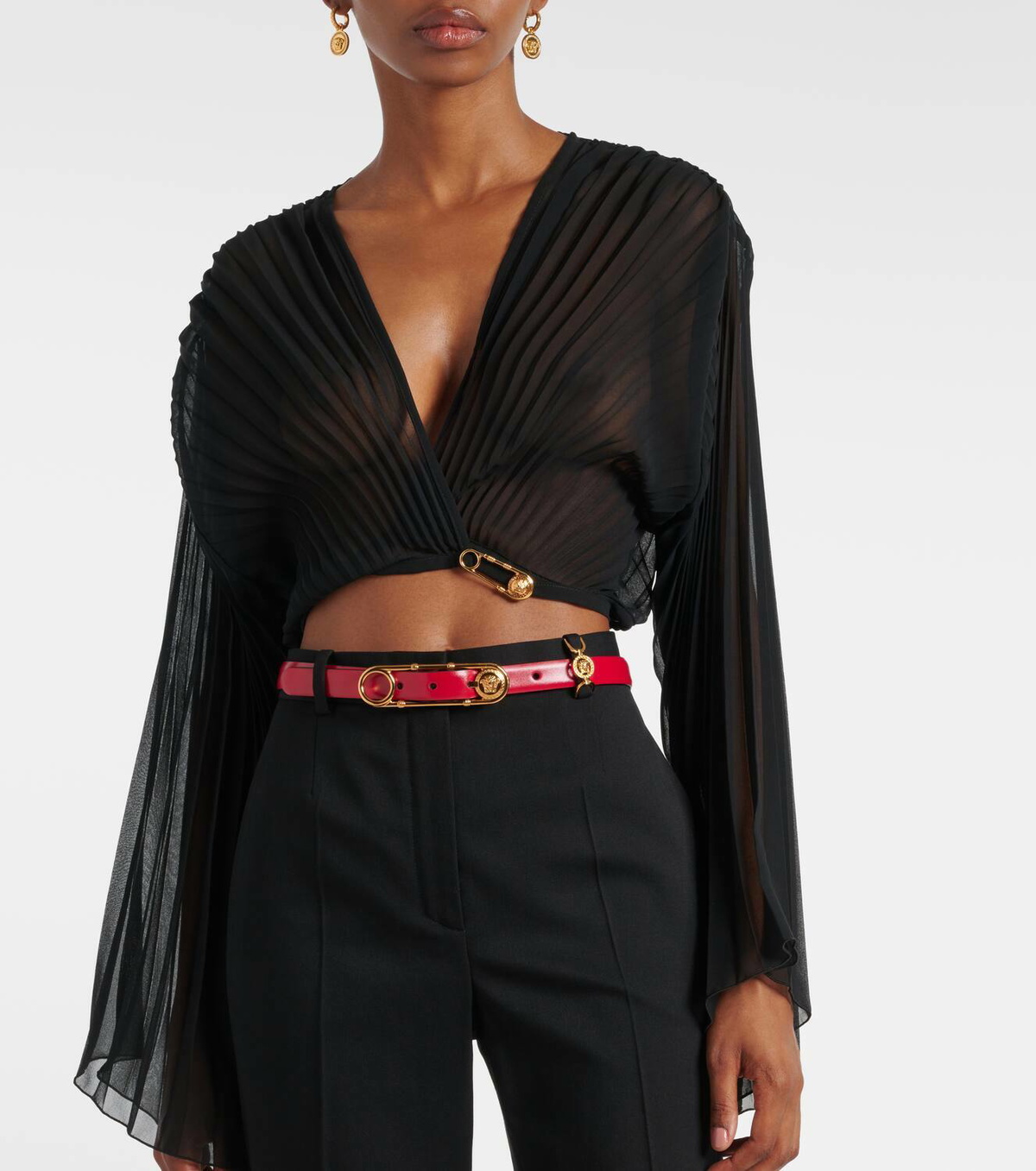 Versace Medusa Safety Pin leather belt Versace