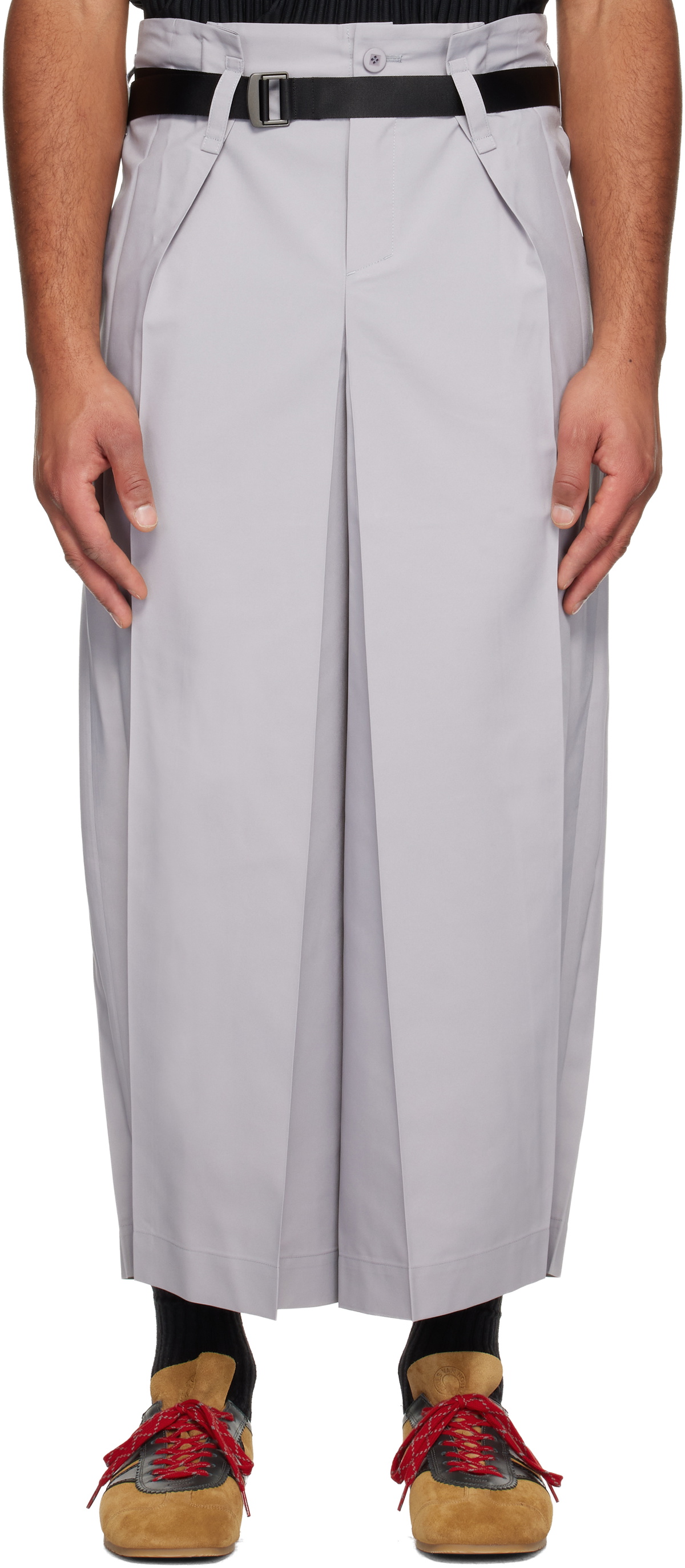 132 5. ISSEY MIYAKE Gray Flat Square Trousers