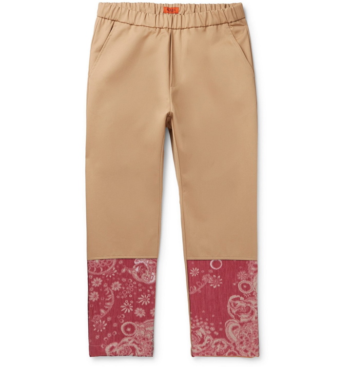 Photo: Barena - Tapered Floral Jacquard-Panelled Cotton-Twill Trousers - Neutrals