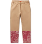 Barena - Tapered Floral Jacquard-Panelled Cotton-Twill Trousers - Neutrals