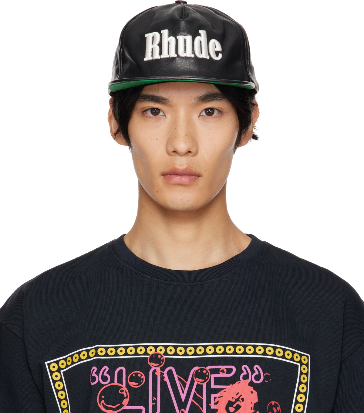 Rhude Case Rhude Black Logo Leather Cap Rhude