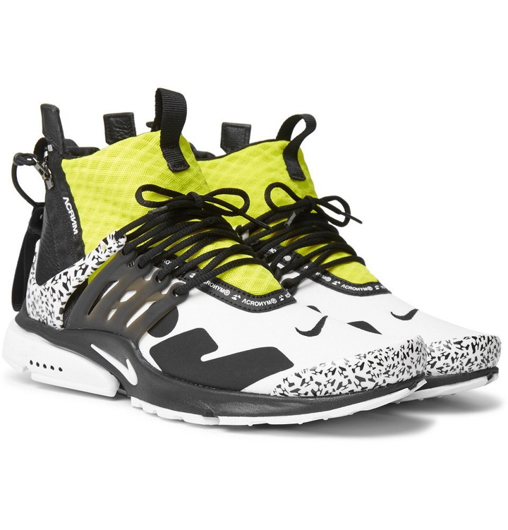 Photo: Nike - Acronym Air Presto Mid Leather and Rubber-Trimmed Mesh Sneakers - Men - White