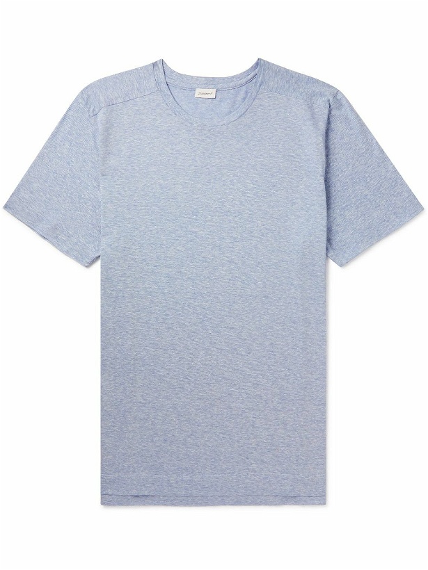 Photo: Zimmerli - Space-Dyed Cotton and Linen-Blend Jersey T-Shirt - Blue