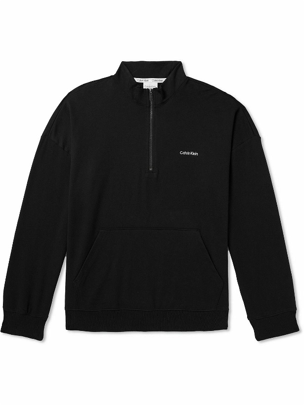 Photo: Calvin Klein Underwear - Cotton-Blend Jersey Half-Zip Sweatshirt - Black