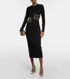 Area Claw embellished jersey midi dress