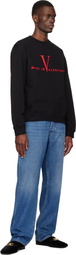 Valentino Black Cotton 'Made in Valentino' Print Sweatshirt