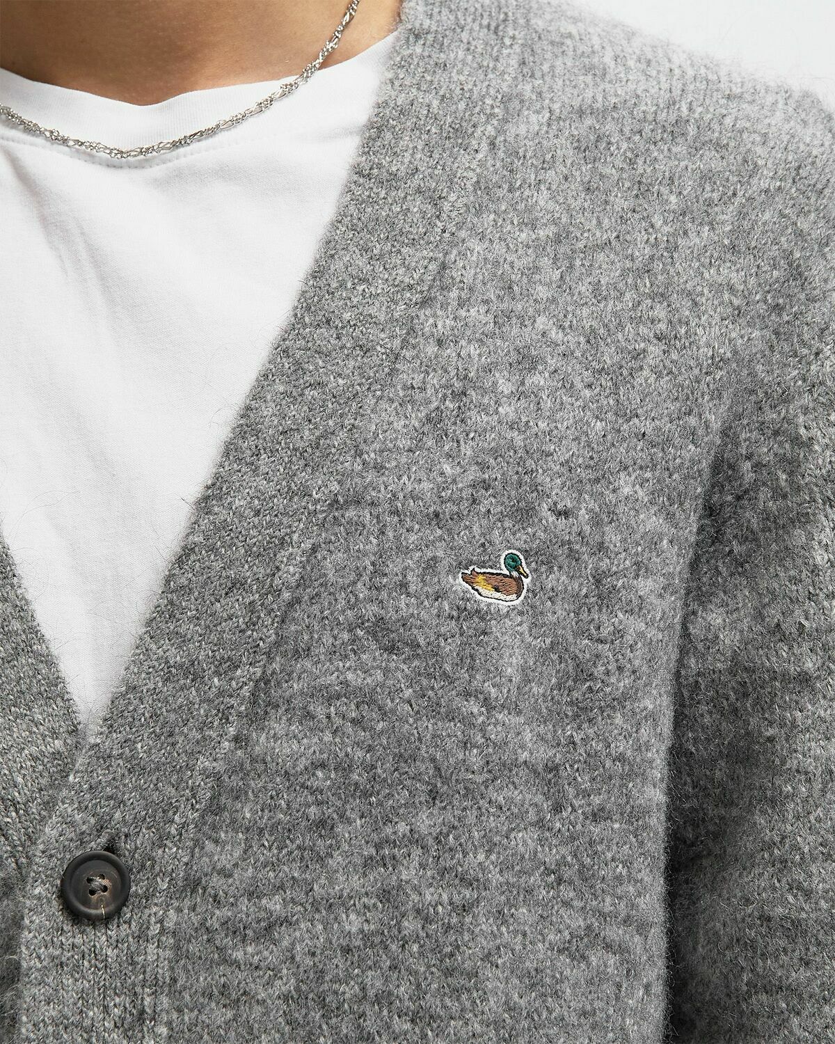 Edmmond Studios DUCK PATCH CARDIGAN Grey Mens Zippers & Cardigan