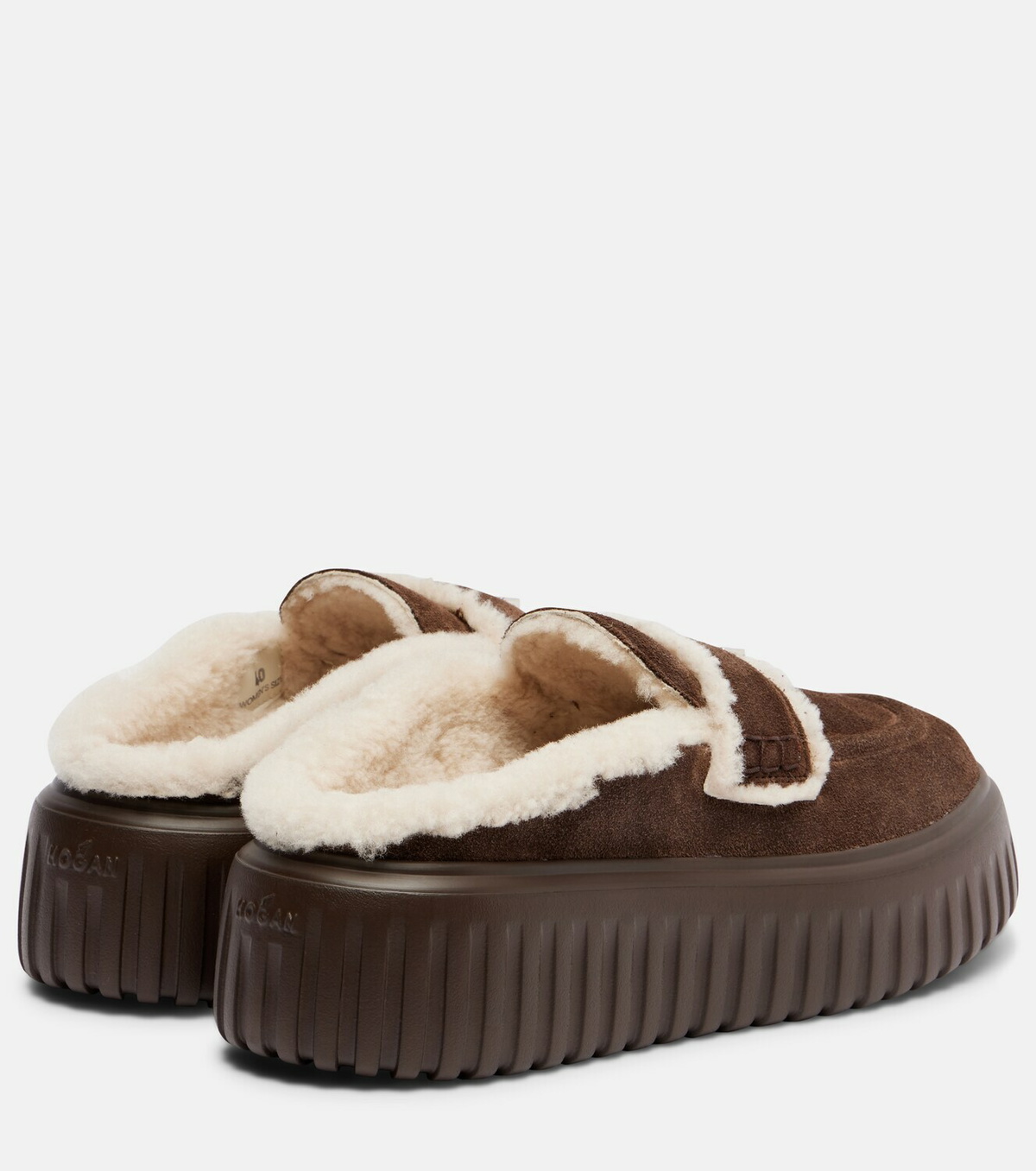 Hogan HStripes shearling-trimmed platform loafers