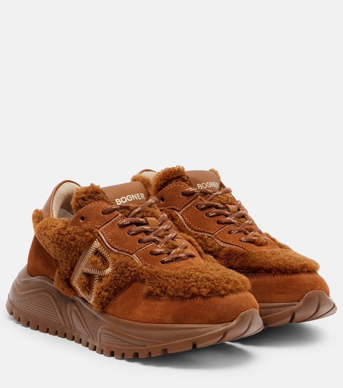 Bogner Malaga 27 suede-trimmed shearling platform sneakers