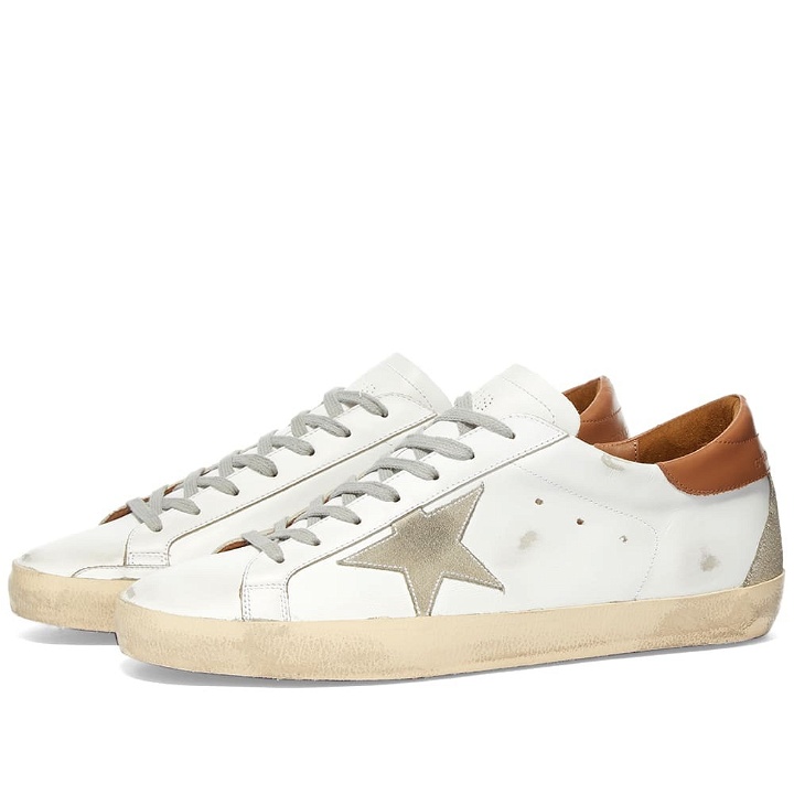 Photo: Golden Goose Men's Super-Star Leather Sneakers in White/Ice/Light Brown