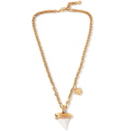 Versace - Gold-Tone, Crystal and Shark Tooth Necklace - Gold