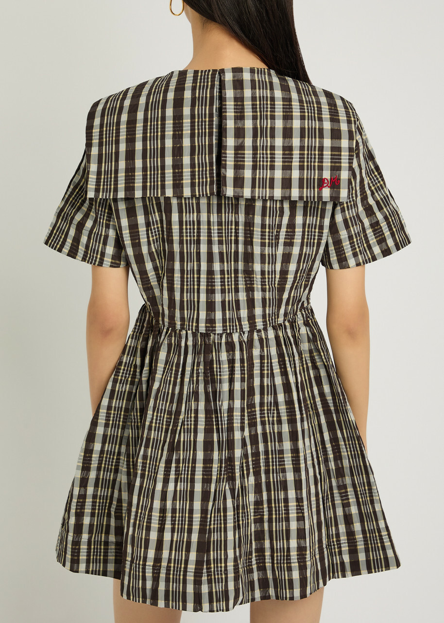 Damson Madder Miley Checked Taffeta Mini Dress Multicoloured
