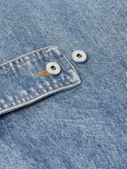 Bottega Veneta - Intrecciato Leather-Panelled Denim Jacket - Blue
