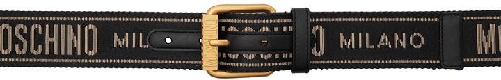 Photo: Moschino Black & Gold Jacquard Logo Belt
