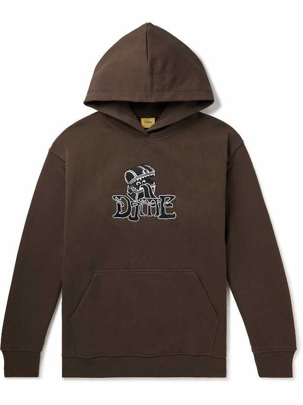 Photo: DIME - Mimic Embroidered Cotton-Jersey Hoodie - Brown