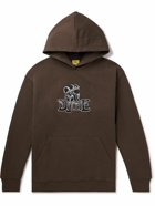 DIME - Mimic Embroidered Cotton-Jersey Hoodie - Brown