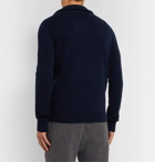 Brioni - Leather-Trimmed Cashmere Half-Zip Sweater - Navy