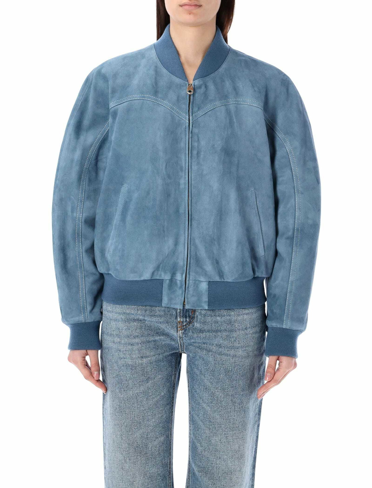 Chloé Off-White Ruffled Bomber Jacket Chloe
