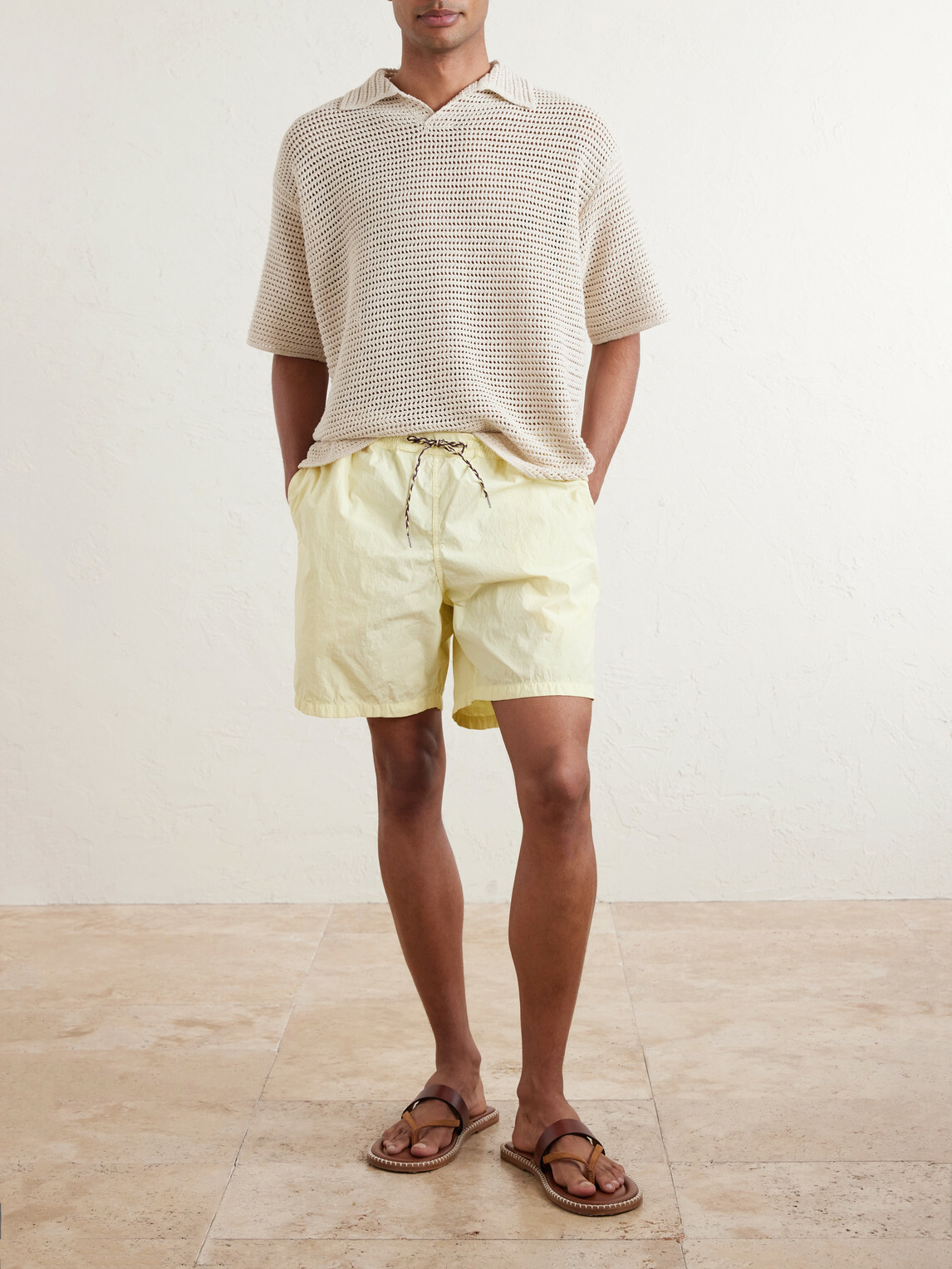 A Kind Of Guise - Volta Straight-Leg Shell Drawstring Shorts - Yellow