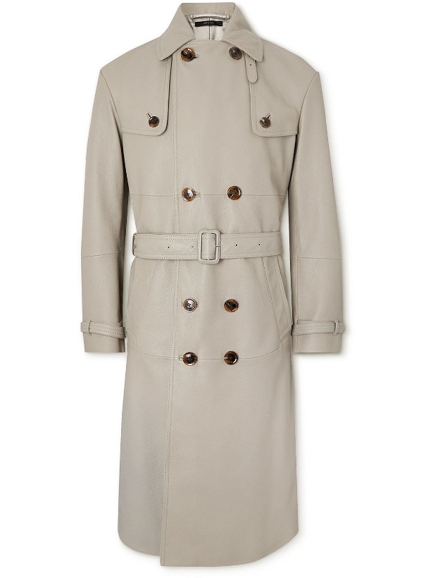 Photo: TOM FORD - Full-Grain Leather Trench Coat - Gray