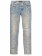 AMIRI - Skinny-Fit Paisley-Print Distressed Jeans - Blue