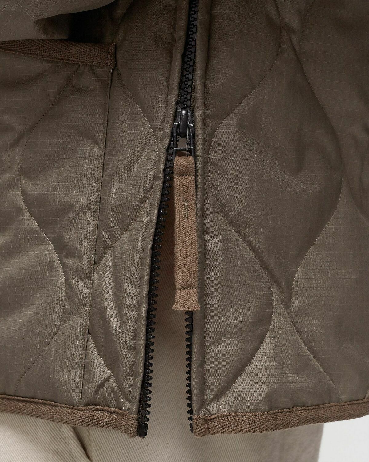 Taion Military Zip V Neck Down Jacket Brown Overshirts Taion Extra