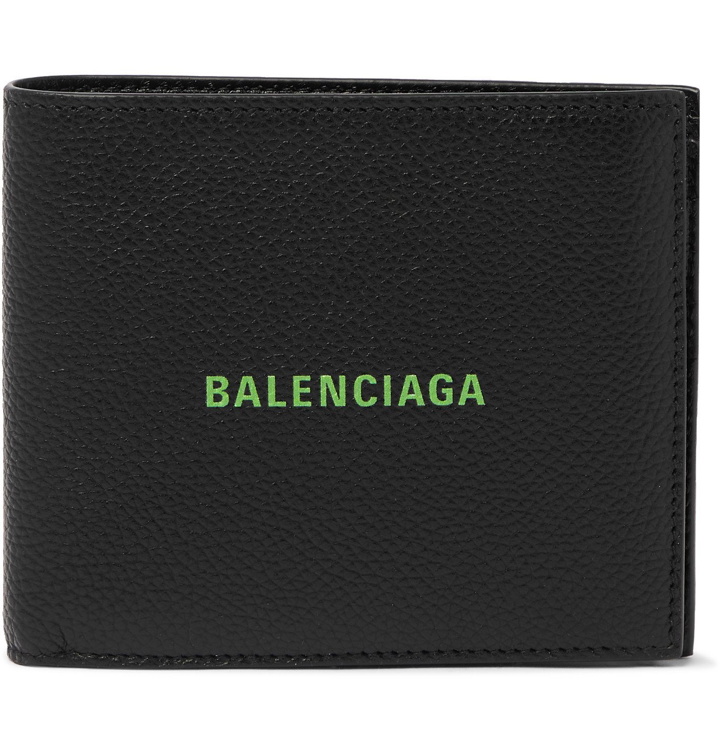 Photo: BALENCIAGA - Logo-Print Full-Grain Leather Billfold Wallet - Black