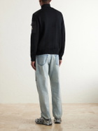 Moncler - Panelled Virgin Wool Zip-Up Cardigan - Black