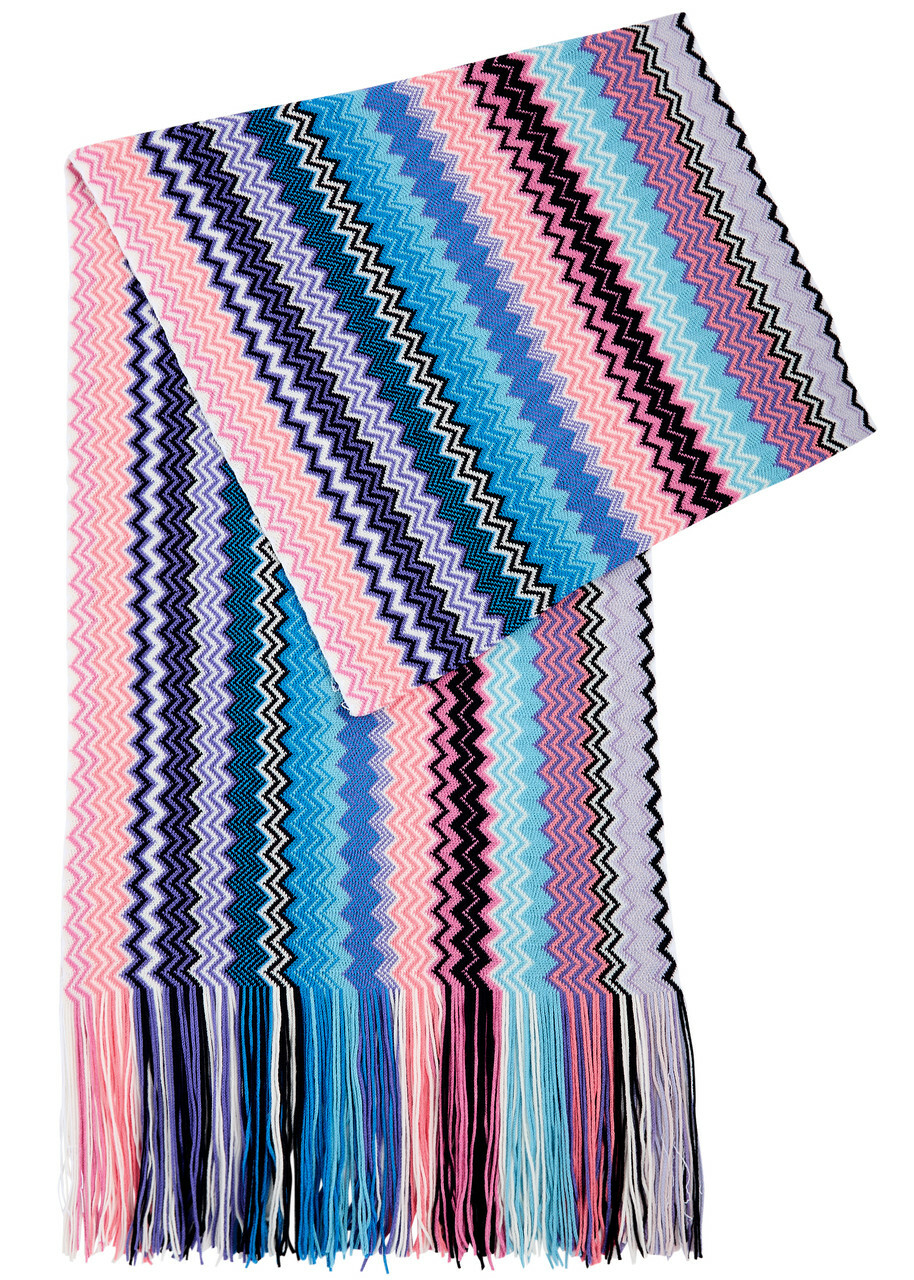 Missoni Zigzag-intarsia Wool-blend Scarf - Blue - One Size Missoni