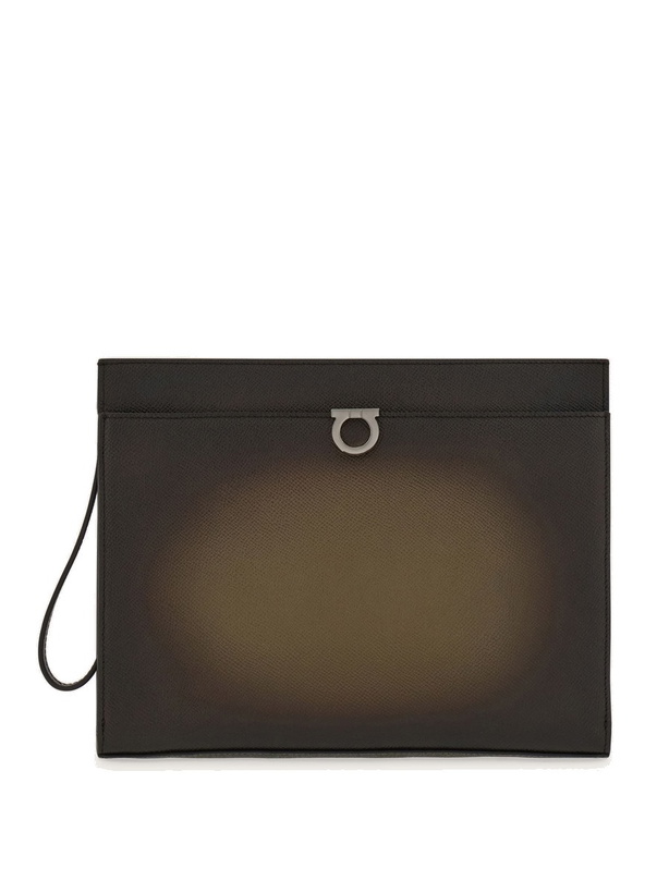 Photo: Ferragamo Mens Gancini pouch in Green