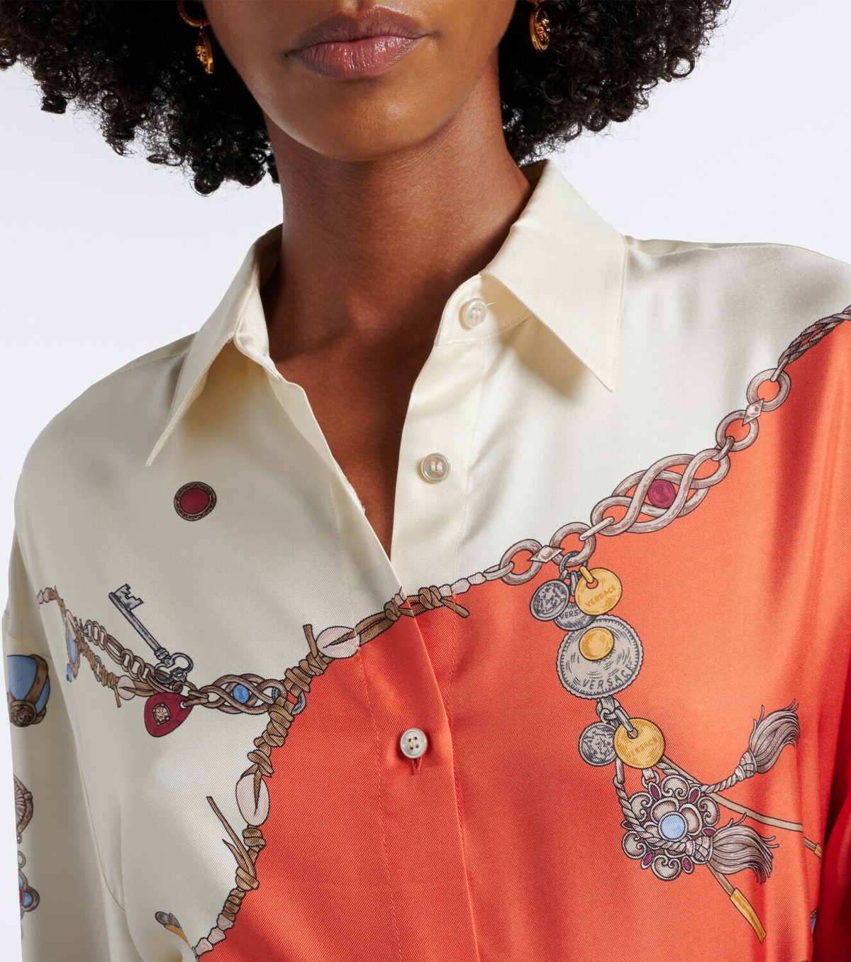 Versace Printed silk twill shirt dress