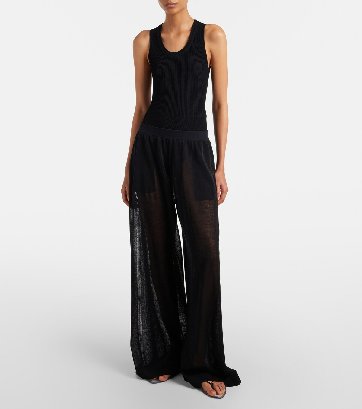 Alaïa Linen and silk wide-leg pants