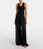 Alaïa Linen and silk wide-leg pants