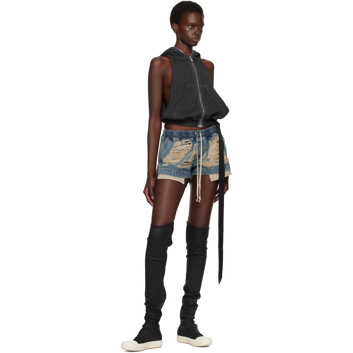 Rick Owens DRKSHDW Blue Tower Fog Boxers Denim Shorts