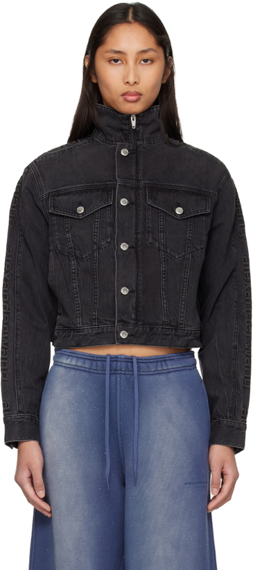 Photo: Alexander Wang Black Embossed Logo Pattern Denim Jacket