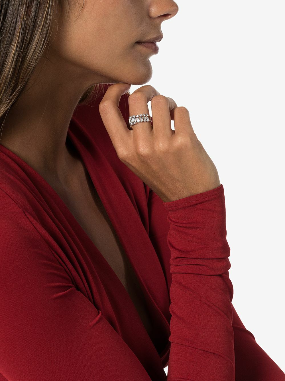 SHAY 18K White Gold Illusion Centre Dot Dash Diamond Ring