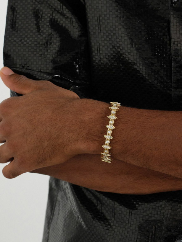 Photo: KOLOURS JEWELRY - Mixed Hexagon XLarge 18-Karat Gold Diamond Bracelet - Gold