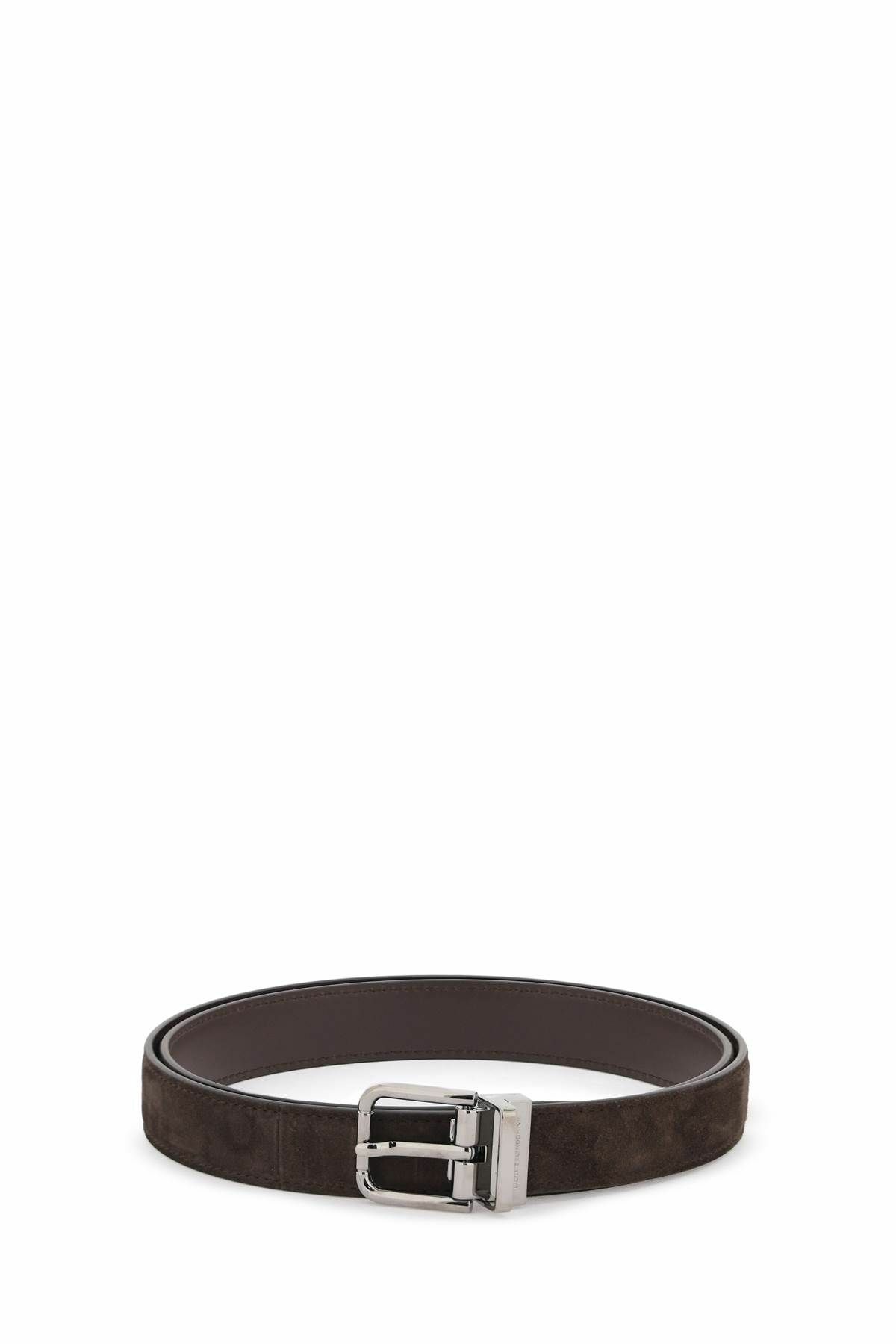 Dolce & Gabbana Beige Suede Leather Silver Buckle Belt Men main image 1