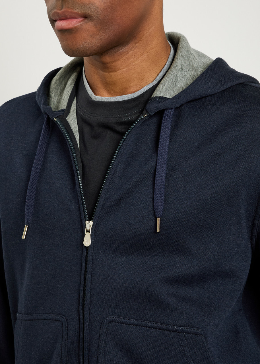 Brunello Cucinelli Hooded Cotton-blend Sweatshirt Navy