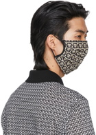 Salvatore Ferragamo Black & Beige Silk Logo Pattern Mask