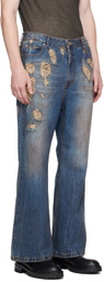 Juun.J Blue Oil-Washed Jeans